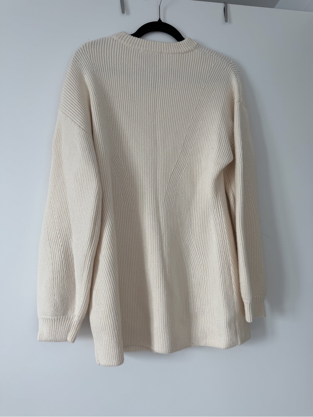 & Other Stories Cream Ribbed Crewneck Sweater